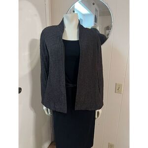 Eileen Fisher Womens Small Silk Linen Jacket Open Front Topper Textured Jacket